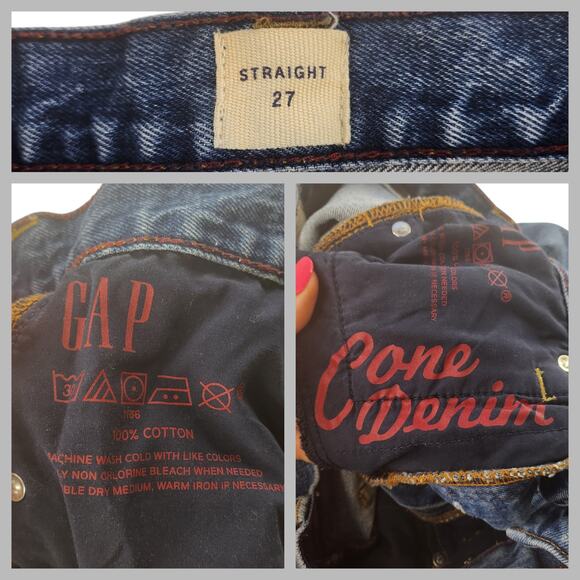 Gap Jeans Womens 27 28 Cone Denim Straight Ripped Button Fly Mid Rise Retro - Picture 12 of 12